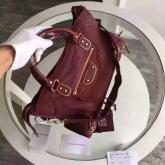 Balenciaga Classic Goatskin Metallic Edge City Wine Red CY00011