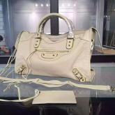 Designer Balenciaga Classic Goatskin Metallic Edge City White CY00795