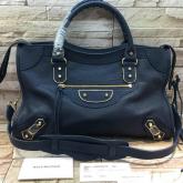 Replica Balenciaga Classic Goatskin Metallic Edge City Dark Blue CY00980