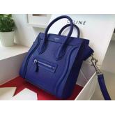 Celine Luggage Tote Drummed Calfskin Blue Replica CY00018