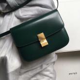 Designer Celine Classic Box Bag In Smooth Calfskin Claret Green CY00062