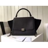 Celine Trapeze Drummed Leather Small/Medium Tote Bag Black CY00072