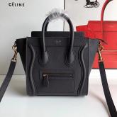 Celine Luggage Tote Drummed Calfskin Black Gold Hardware CY00120