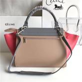 Celine Trapeze Drummed Leather Small Tote Bag Grey Brown Red CY00261