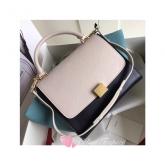 Celine Trapeze Drummed Leather Small Tote Bag White Black Lightblue CY00284