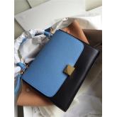 Celine Trapeze Drummed Leather Small Tote Bag Blue Black Brown CY00439