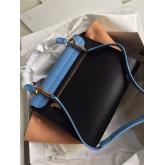 Celine Trapeze Drummed Leather Small Tote Bag Blue Black Brown CY00439