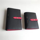 Celine Strap Medium/large Multifunction Wallet In Black Grained Calfskin And Rosy Shiny Calfskin CY00459