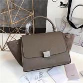 Celine Trapeze Drummed Leather Small Tote Bag Almond CY00520