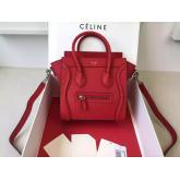 Celine Luggage Tote Drummed Calfskin Red CY00574