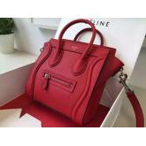 Celine Luggage Tote Drummed Calfskin Red CY00574