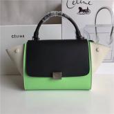 Celine Trapeze Drummed Leather Small Tote Bag Black Green White Replica CY00622