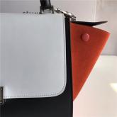 Designer Celine Trapeze Drummed Leather Small Tote Bag White Black Orange CY00709