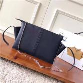 Replica Celine Tri-fold Clutch On Chain In Dark Blue Natural Calfskin CY00720