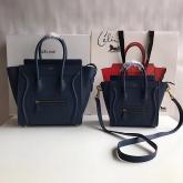 Celine Luggage Tote Drummed Calfskin Dark Blue CY00800