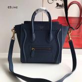 Celine Luggage Tote Drummed Calfskin Dark Blue CY00800