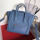 Celine Luggage Tote Drummed Calfskin Medium Blue CY00810