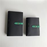 Celine Strap Medium/large Multifunction Wallet In Black Grained Calfskin And Green Shiny Calfskin Replica CY00821