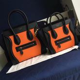 Celine Luggage Tote Calfskin Tricolour (Black, Orange, Indigo) CY00823