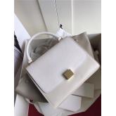 Celine Trapeze Drummed Leather Small Tote Bag White Grey Replica CY00869