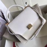 Celine Trapeze Drummed Leather Small Tote Bag White Grey Replica CY00869