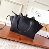 Celine Medium Tri-Fold Shoulder Bag In Black Natural Calfskin 178883 CY00919