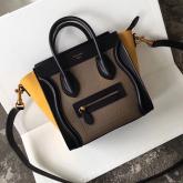 Celine Luggage Tote Calfskin Tricolour (Black, Grey, Yellow) Replica CY00959