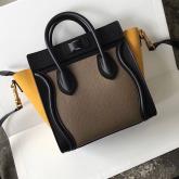 Celine Luggage Tote Calfskin Tricolour (Black, Grey, Yellow) Replica CY00959