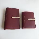 Celine Strap Medium/large Multifunction Wallet In Burgundy Grained Calfskin And Light Brown Shiny Calfskin CY00987