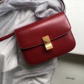 Celine Classic Box Bag In Smooth Calfskin Claret Red CY00989