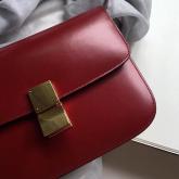 Celine Classic Box Bag In Smooth Calfskin Claret Red CY00989