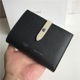 Celine Strap Medium/large Multifunction Wallet In Black Grained Calfskin And Chalk Shiny Calfskin Replica CY01099