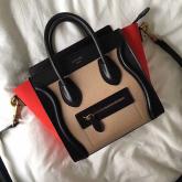 Replica Celine Luggage Tote Calfskin Tricolour (Black, Orange, Beige) CY01222