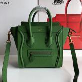 Celine Luggage Tote Drummed Calfskin Bamboo Green Gold Hardware CY01225