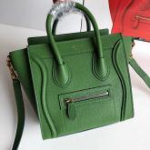 Celine Luggage Tote Drummed Calfskin Bamboo Green Gold Hardware CY01225