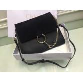 Chloe Faye Shoulder Bag Smooth N Suede Calfskin Black CY00082