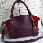 Chloe Owen Medium Satchel Bag In Wine Red Calfskin CY00097