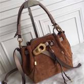 Chloe Small Owen Bucket Bag In Brown Suede And Calfskin CY00372