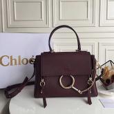 Designer Chloe Faye Day Double Carry Bag Wine CY00376