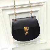 Chloe Drew Shoulder Bag Smooth And Suede Calfskin Black Replica CY00411