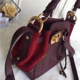 Chloe Small Owen Bucket Bag In Wine Red Smooth & Suede Calfskin CY00443