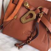 Designer Chloe Small Owen Bucket Bag In Brown Smooth & Suede Calfskin CY00452