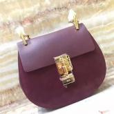 Chloe Drew Shoulder Bag Smooth And Suede Calfskin Wine CY00486