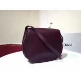 Designer Chloe Mini Marcie Bag In Small Grain Calfskin Wine CY00526