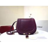 Designer Chloe Mini Marcie Bag In Small Grain Calfskin Wine CY00526