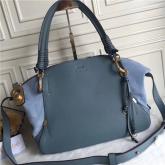 Chloe Owen Medium Satchel Bag In Grey Blue Calfskin CY00781