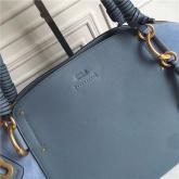 Chloe Owen Medium Satchel Bag In Grey Blue Calfskin CY00781