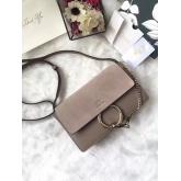 Chloe Faye Small Shoulder Bag In Suede And Smooth Calfskin Grey CY00974