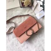 Chloe Faye Small Shoulder Bag In Suede And Smooth Calfskin Pink CY00991