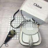 Chloe Hudson Shoulder Bag In Suede Calfskin White Replica CY00995